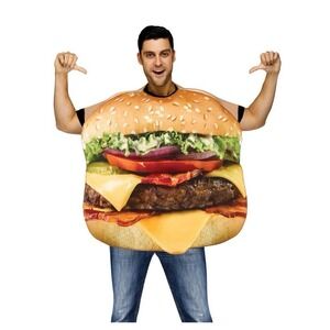 Cheeseburger Hamburger Halloween 3D Costume‎ Adult One Size ( Big! ) Fast Ship!!
